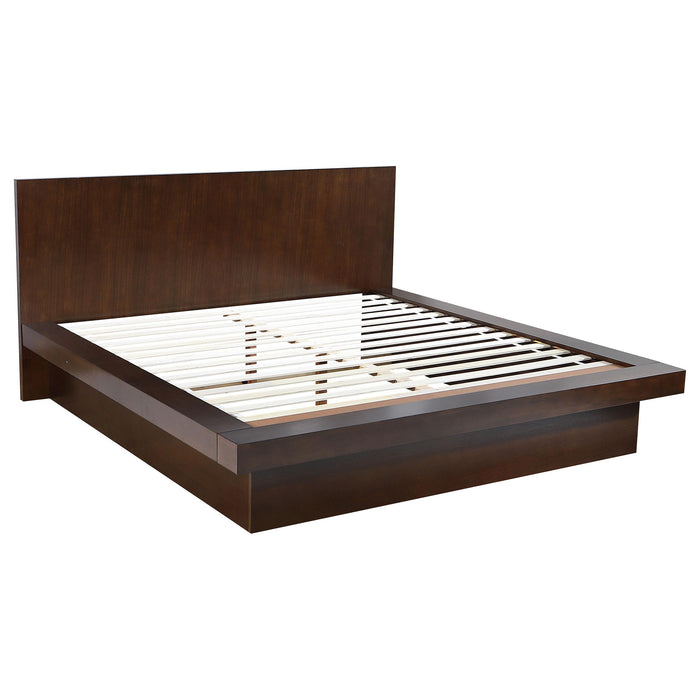 Jessica Eastern King & Queen Platform Bed with Rail Seating Cappuccino - U&U Home Budget Furniture (Carteret, NJ)