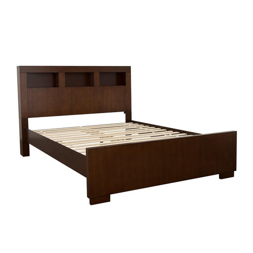 Jessica California King, E.king, & Queen Bed with Storage Headboard Cappuccino - U&U Home Budget Furniture (Carteret, NJ)