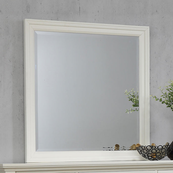 Sandy Beach Rectangular Dresser Mirror Cream White - U&U Home Budget Furniture (Carteret, NJ)