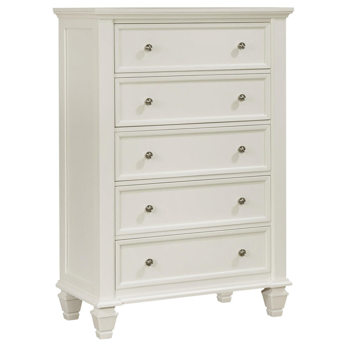 Sandy Beach 5-drawer Rectangular Chest Cream White - U&U Home Budget Furniture (Carteret, NJ)