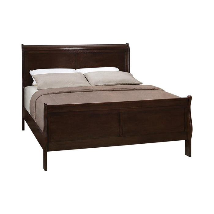 Louis Philippe Eastern King & Queen Panel Sleigh Bed Cappuccino - U&U Home Budget Furniture (Carteret, NJ)