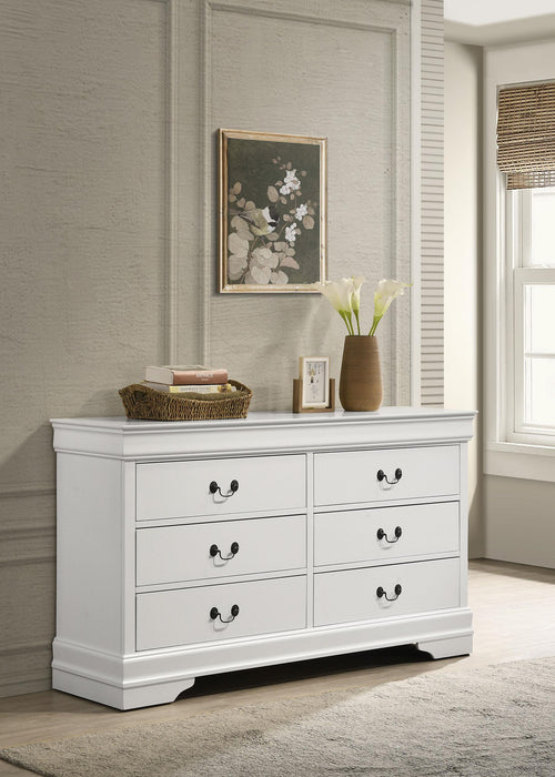 Louis Philippe 6-drawer Dresser White - U&U Home Budget Furniture (Carteret, NJ)