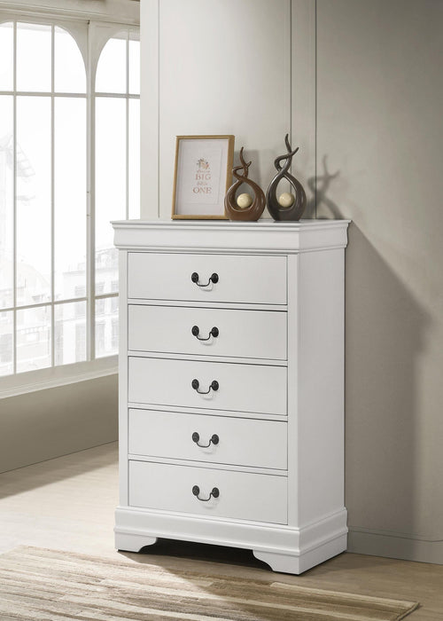 Louis Philippe 5-drawer Bedroom Chest White - U&U Home Budget Furniture (Carteret, NJ)