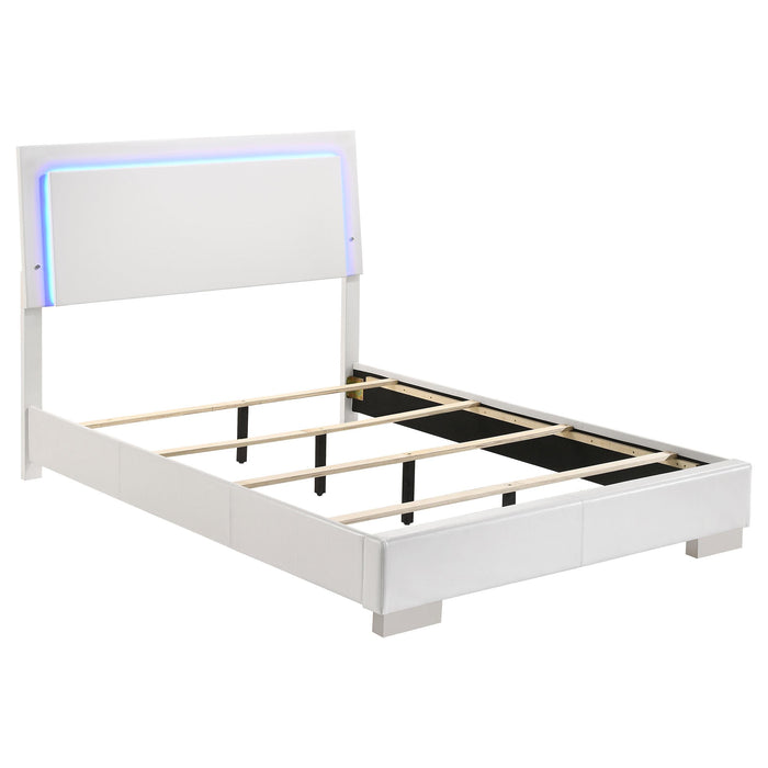 Felicity Full & Twin Panel Bed with LED Lighting Glossy White - U&U Home Budget Furniture (Carteret, NJ)