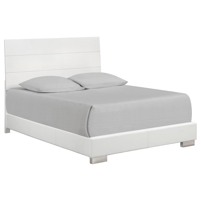 Felicity Eastern King, Queen, & Cal.King Panel Bed Glossy White - U&U Home Budget Furniture (Carteret, NJ)