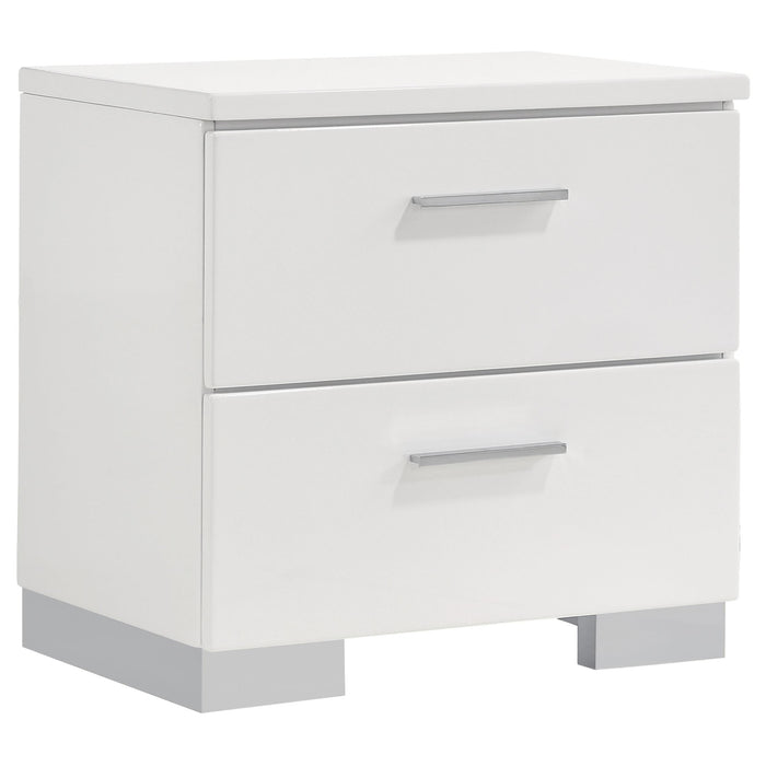 Felicity 2-drawer Nightstand Glossy White - U&U Home Budget Furniture (Carteret, NJ)