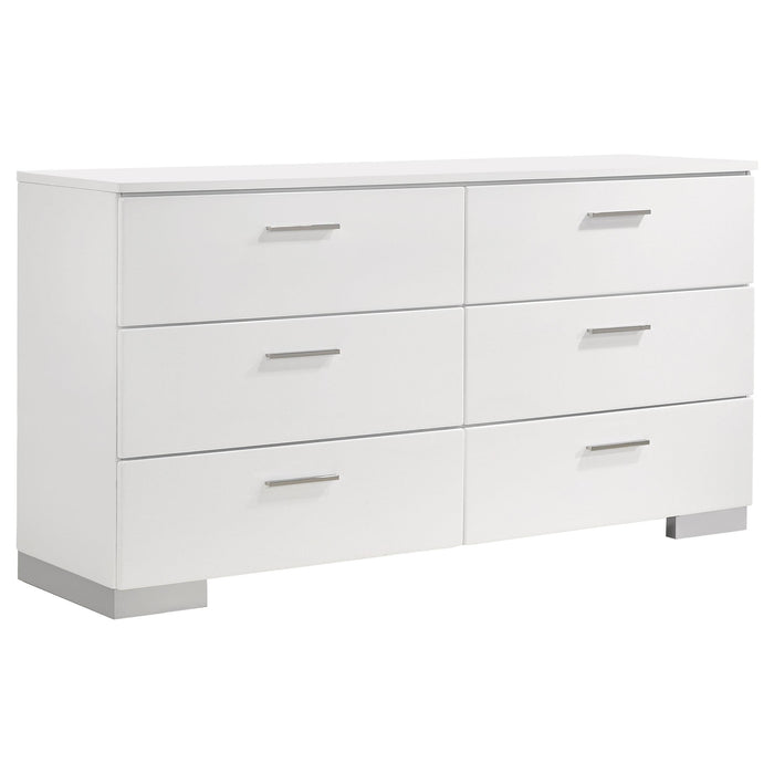 Felicity 6-drawer Dresser Glossy White - U&U Home Budget Furniture (Carteret, NJ)