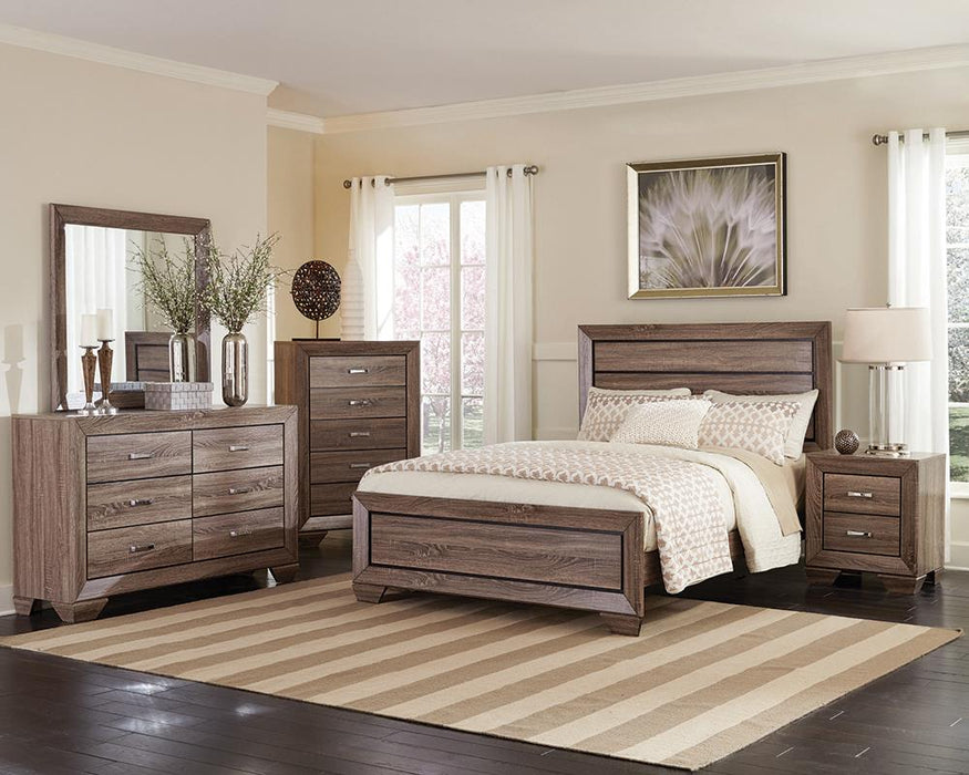Kauffman Bedroom Set with High Straight Headboard - U&U Home Budget Furniture (Carteret, NJ)