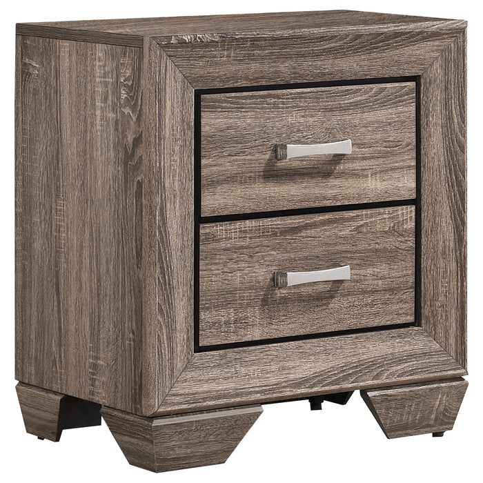 Kauffman 2-drawer Nightstand Washed Taupe - U&U Home Budget Furniture (Carteret, NJ)