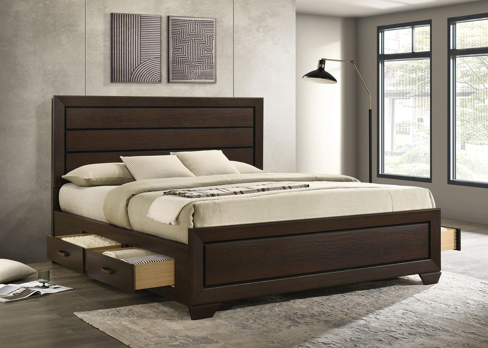 Kauffman California King, Eastren king, & Queen Storage Bed Dark Cocoa - U&U Home Budget Furniture (Carteret, NJ)