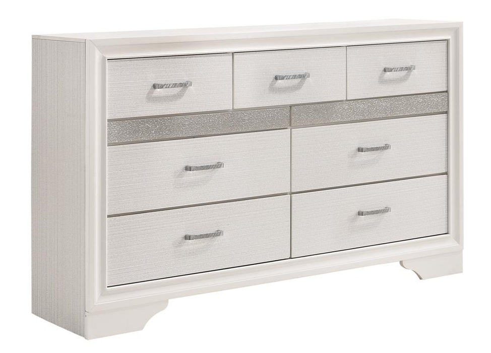 Miranda 7-drawer Dresser White and Rhinestone - U&U Home Budget Furniture (Carteret, NJ)