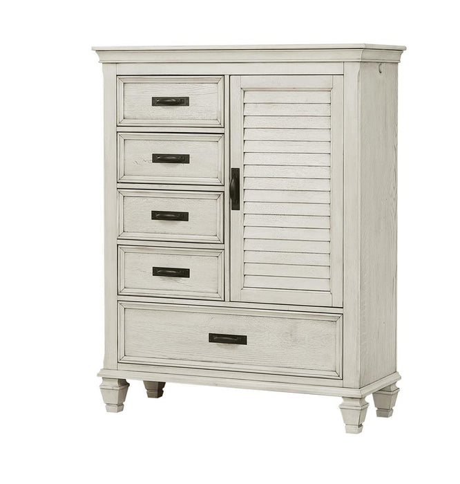 Franco 5-drawer Door Chest Antique White - U&U Home Budget Furniture (Carteret, NJ)