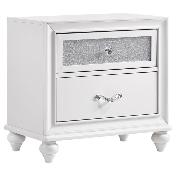 Barzini 2-drawer Nightstand White - U&U Home Budget Furniture (Carteret, NJ)