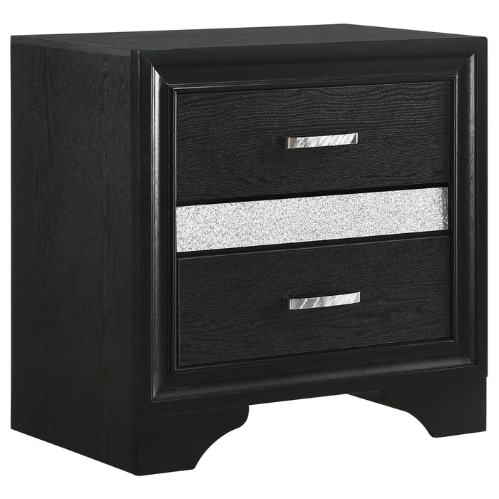 Miranda 2-drawer Nightstand Tray Black - U&U Home Budget Furniture (Carteret, NJ)