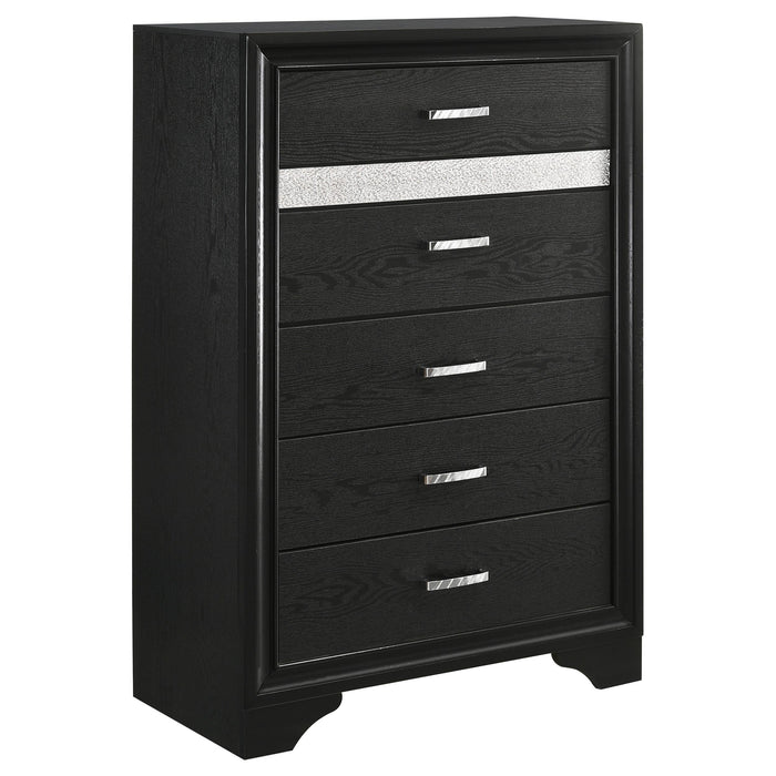 Miranda 5-drawer Chest Black and Rhinestone - U&U Home Budget Furniture (Carteret, NJ)