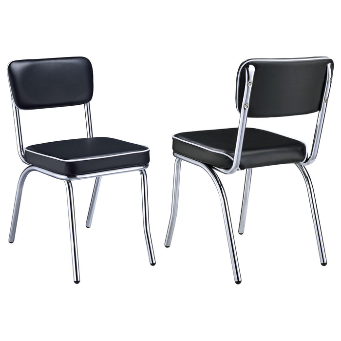 Retro Open Back Side Chairs Black and Chrome (Set of 2) - U&U Home Budget Furniture (Carteret, NJ)