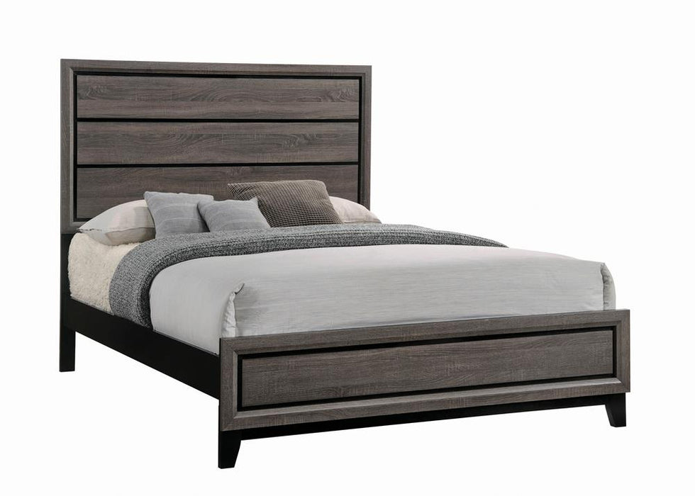 Watson Eastern King & Queen Bed Grey Oak and Black - U&U Home Budget Furniture (Carteret, NJ)