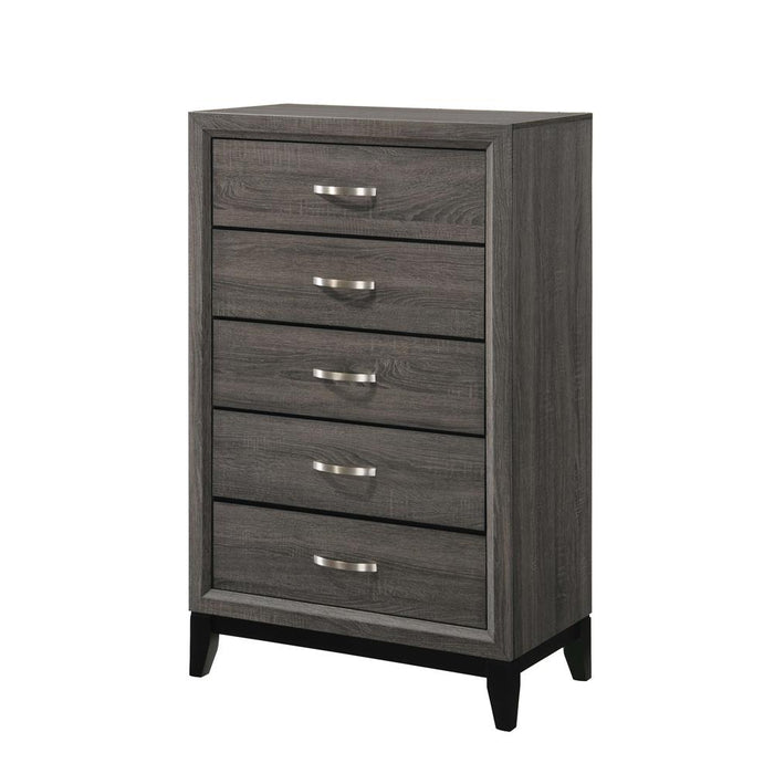 Watson 5-drawer Chest Grey Oak and Black - U&U Home Budget Furniture (Carteret, NJ)