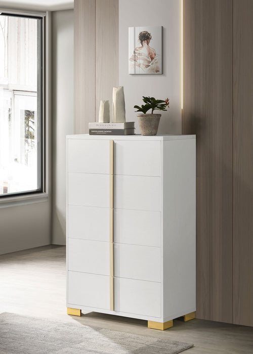 Marceline 5-drawer Chest White - U&U Home Budget Furniture (Carteret, NJ)