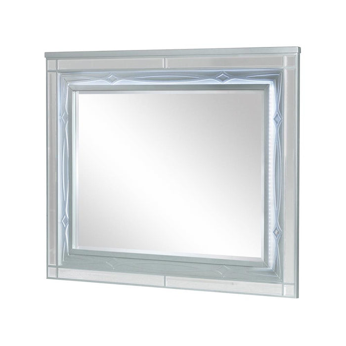 Gunnison Dresser Mirror with LED Lighting Silver Metallic - U&U Home Budget Furniture (Carteret, NJ)