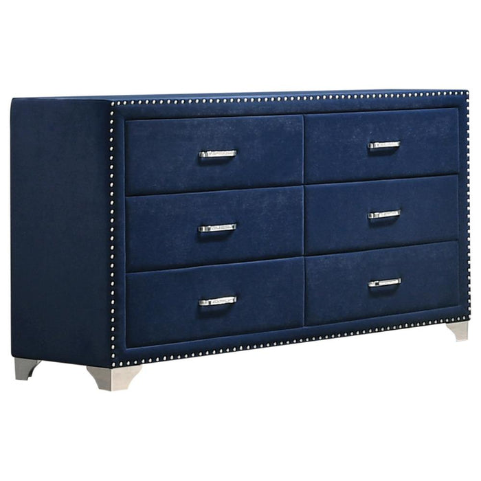 Melody 6-drawer Upholstered Dresser Pacific Blue - U&U Home Budget Furniture (Carteret, NJ)