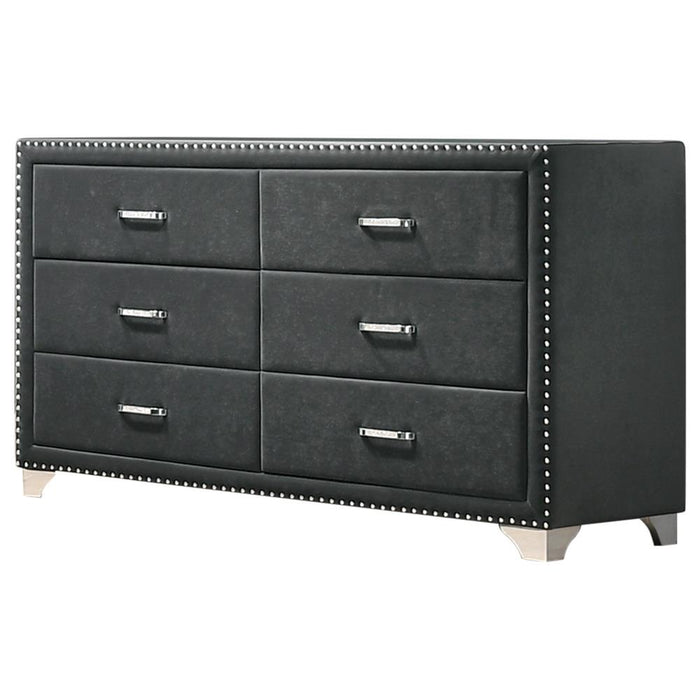 Melody 6-drawer Upholstered Dresser Grey - U&U Home Budget Furniture (Carteret, NJ)