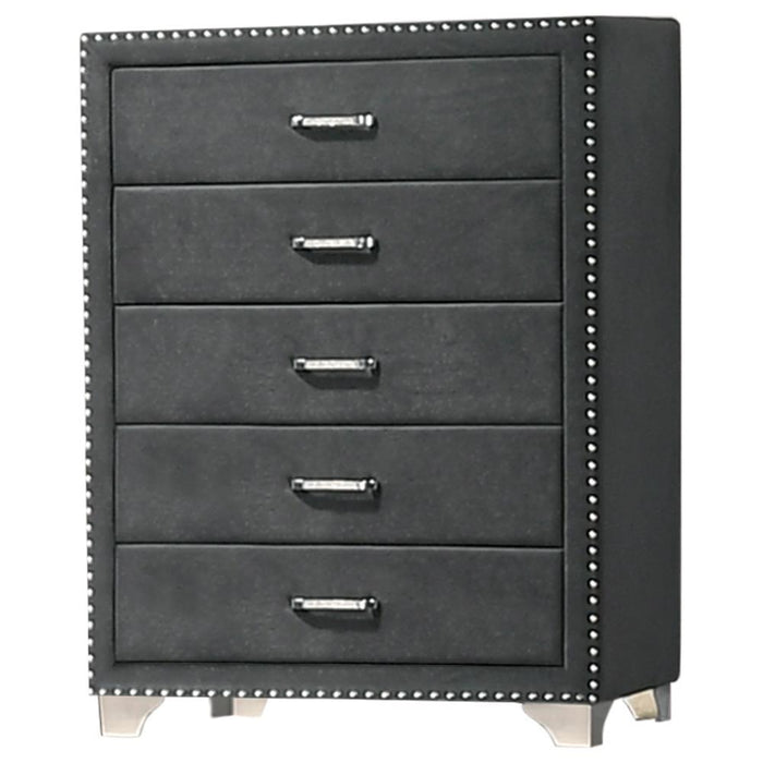 Melody 5-drawer Upholstered Chest Grey - U&U Home Budget Furniture (Carteret, NJ)