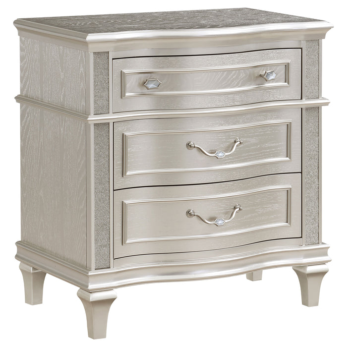 Evangeline 3-drawer Nightstand Silver Oak - U&U Home Budget Furniture (Carteret, NJ)