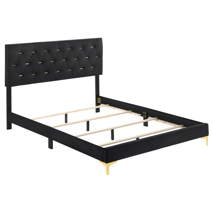 Kendall Panel Bed E.King, & Queen Black & White - U&U Home Budget Furniture (Carteret, NJ)