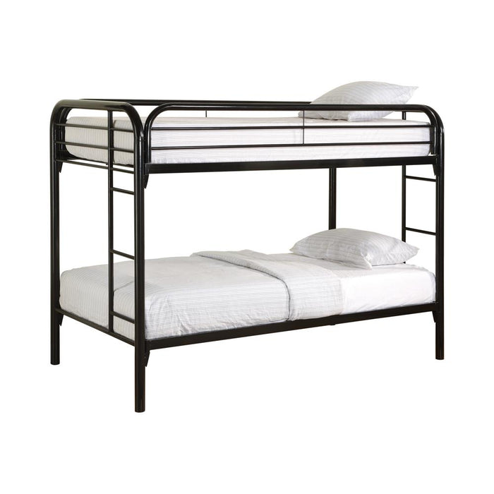 Morgan Twin Over Twin Bunk Bed Black & White - U&U Home Budget Furniture (Carteret, NJ)