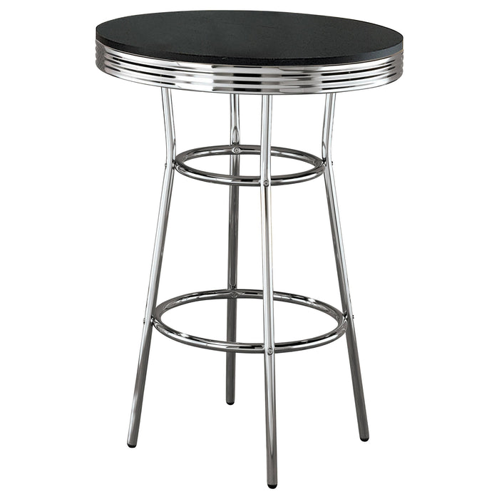 Theodore Round Bar Table Black and Chrome - U&U Home Budget Furniture (Carteret, NJ)