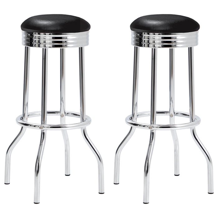 Theodore Upholstered Top Bar Stools Black and Chrome (Set of 2) - U&U Home Budget Furniture (Carteret, NJ)