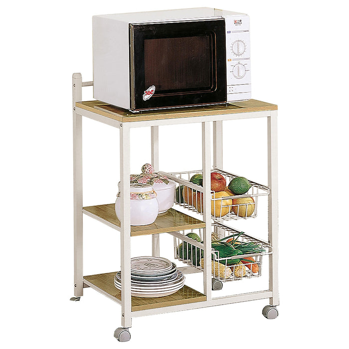 Kelvin 2-shelf Kitchen Cart Natural Brown and White - U&U Home Budget Furniture (Carteret, NJ)