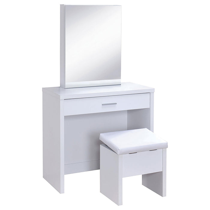 Harvey 2-piece Vanity Set with Lift-Top Stool White - U&U Home Budget Furniture (Carteret, NJ)