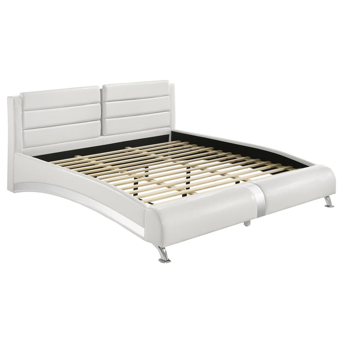 Jeremaine California King, E.King, & Queen Upholstered Bed White - U&U Home Budget Furniture (Carteret, NJ)