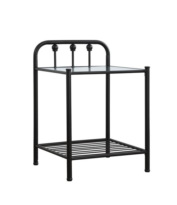 Livingston 1-shelf Nightstand with Glass Top Dark Bronze - U&U Home Budget Furniture (Carteret, NJ)