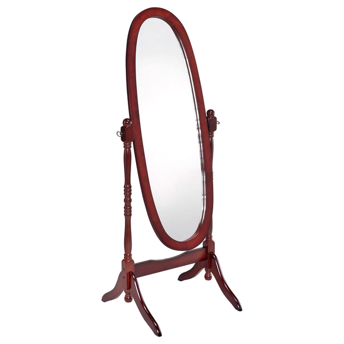 Foyet Oval Cheval Mirror Merlot - U&U Home Budget Furniture (Carteret, NJ)