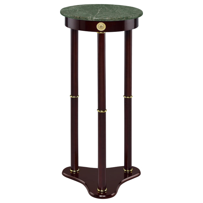 Edie Round Marble Top Accent Table Merlot - U&U Home Budget Furniture (Carteret, NJ)