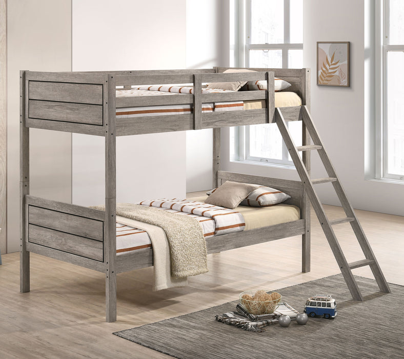 Ryder Bunk Bed Weathered Taupe - U&U Home Budget Furniture (Carteret, NJ)