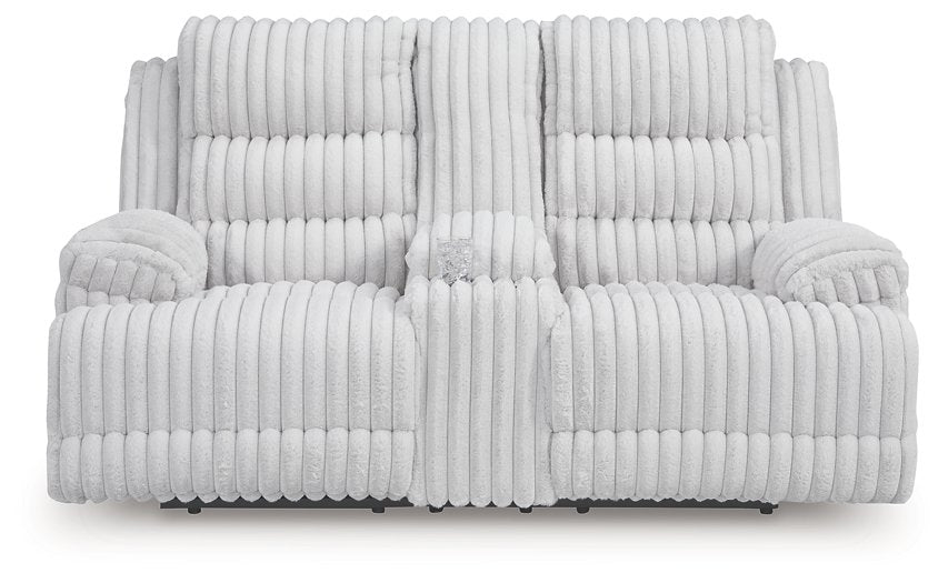Rhines Falls Power Reclining Loveseat with Console - U&U Home Budget Furniture (Carteret, NJ)