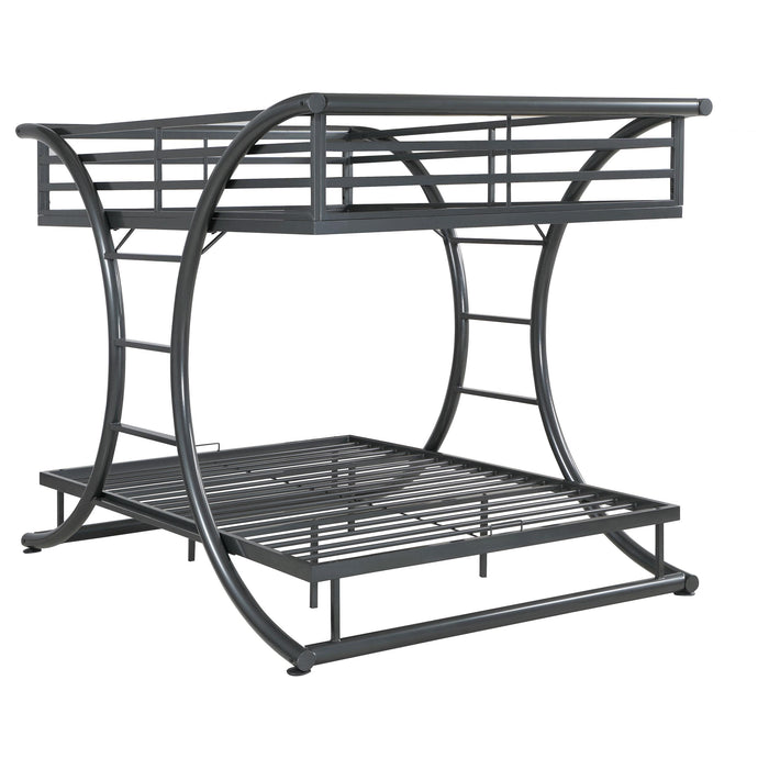 Stephan Full Over Full Bunk Bed Gunmetal - U&U Home Budget Furniture (Carteret, NJ)