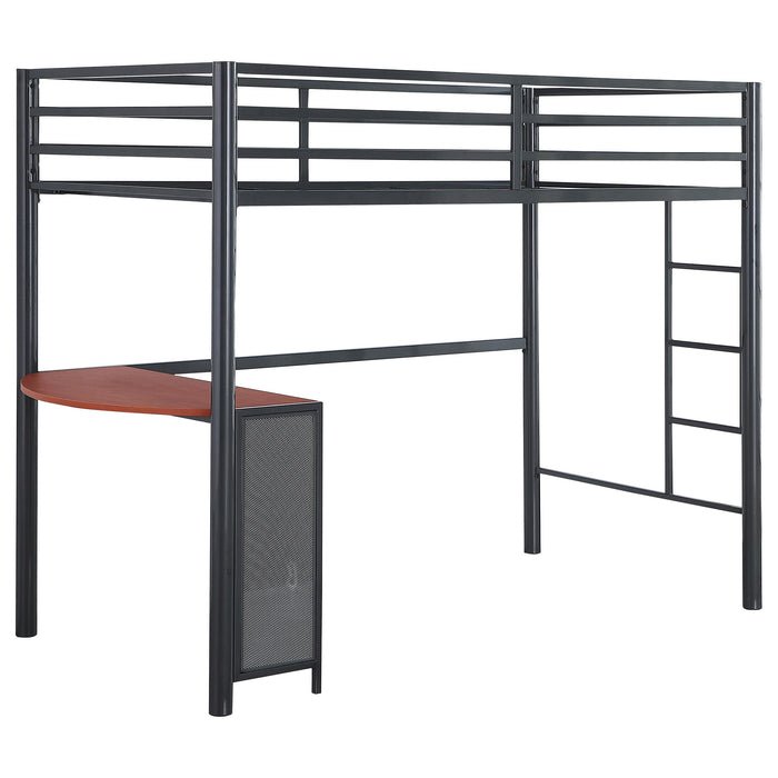 Fisher Twin Workstation Loft Bed Gunmetal - U&U Home Budget Furniture (Carteret, NJ)