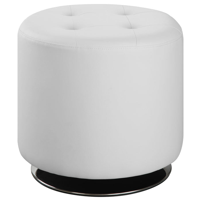 Bowman Round Upholstered Ottoman White - U&U Home Budget Furniture (Carteret, NJ)