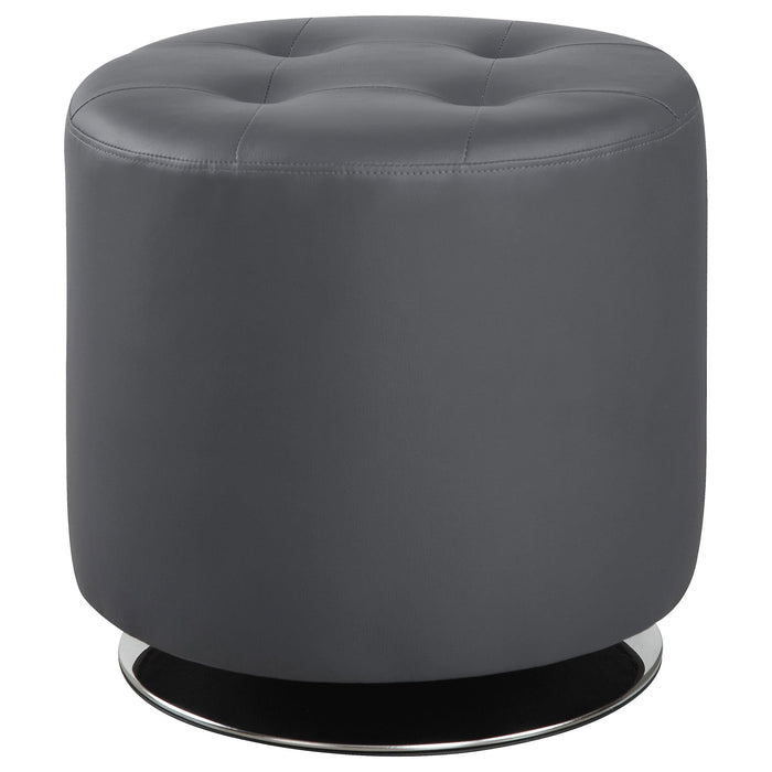 Bowman Round Upholstered Ottoman Grey - U&U Home Budget Furniture (Carteret, NJ)