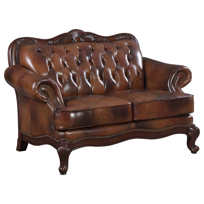 Victoria Tufted Back Loveseat Tri-tone and Brown - U&U Home Budget Furniture (Carteret, NJ)