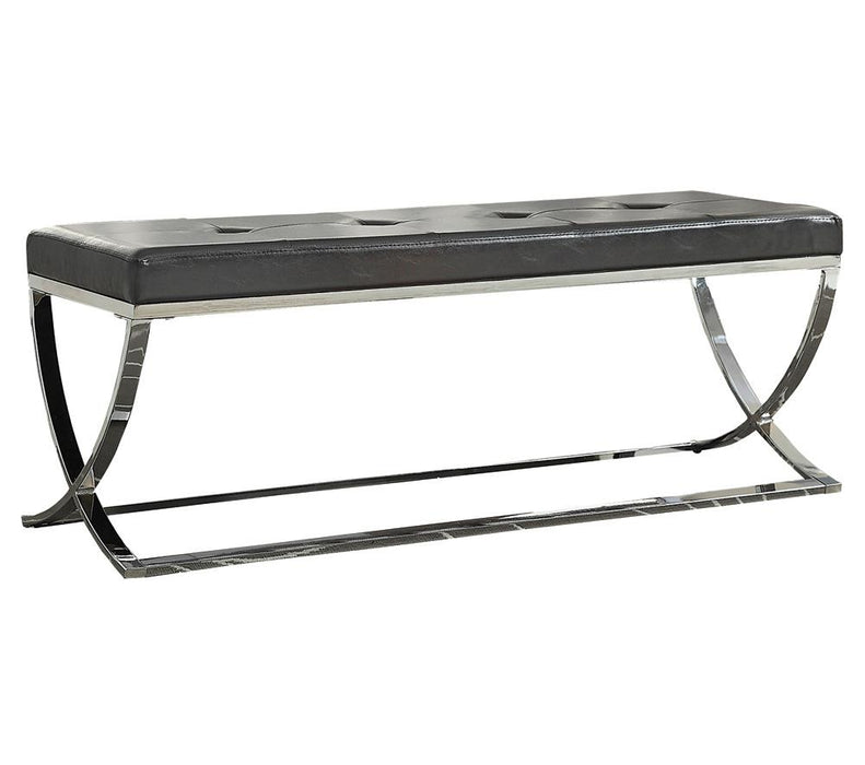 Walton Rectangle Upholstered Tufted Bench Black - U&U Home Budget Furniture (Carteret, NJ)