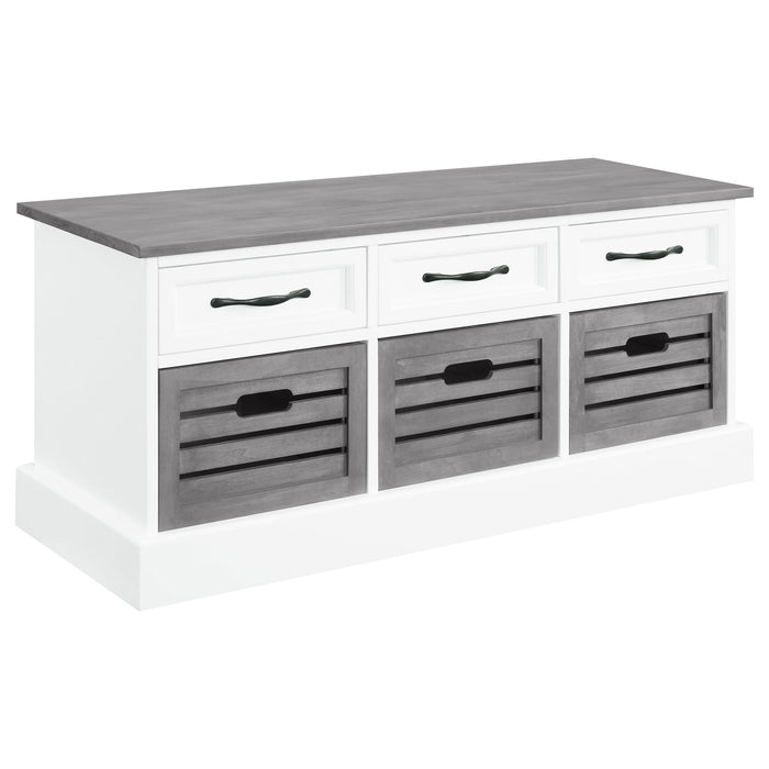 Alma 3-drawer Storage Bench White and Weathered Grey - U&U Home Budget Furniture (Carteret, NJ)