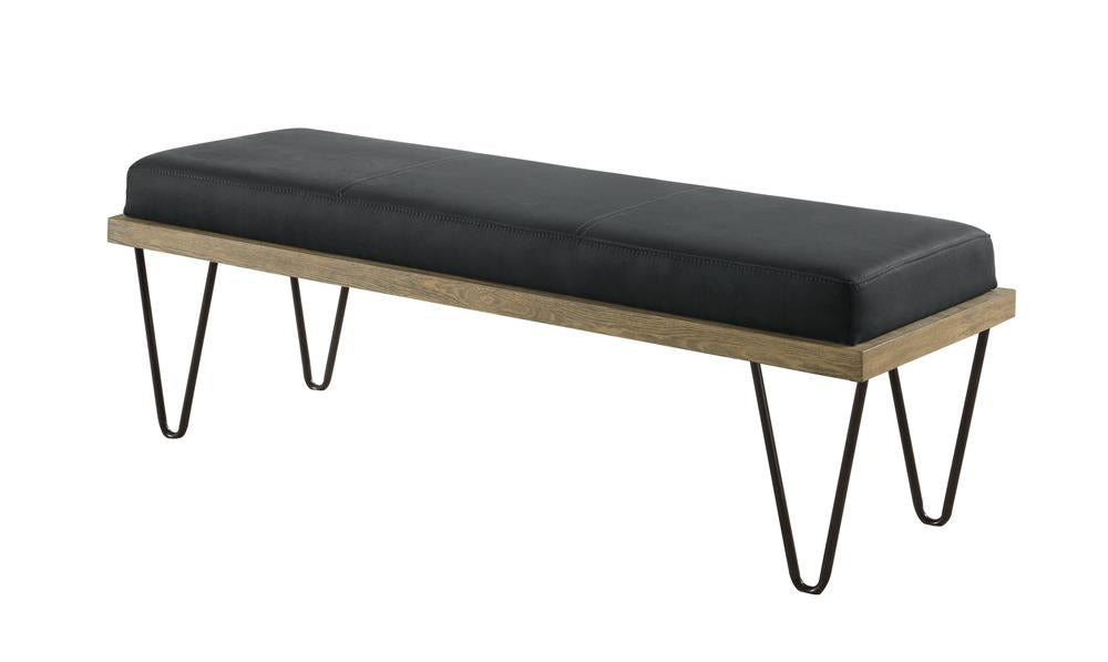 Chad Upholstered Bench with Hairpin Legs Dark Blue - U&U Home Budget Furniture (Carteret, NJ)