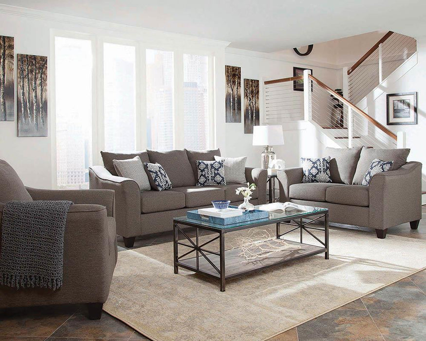 Salizar Upholstered Flared Arm Living Room Set Grey - U&U Home Budget Furniture (Carteret, NJ)