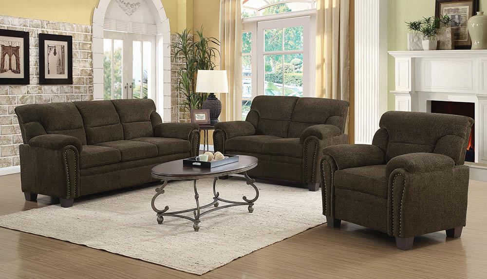 Clementine Upholstered Pillow Top Arm Living Room Set - U&U Home Budget Furniture (Carteret, NJ)